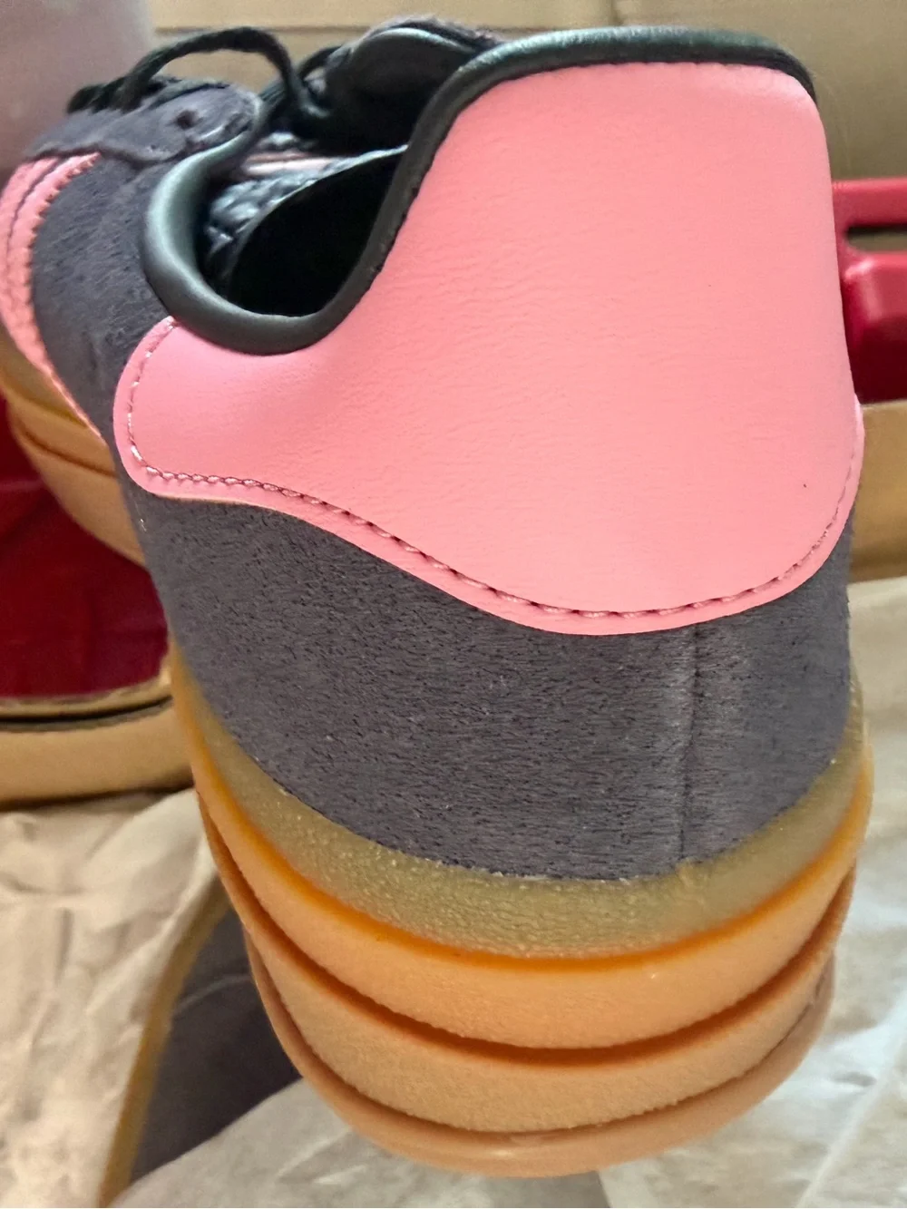 adidas Gazelle Women's Gray Sneakers with Pink Stripes